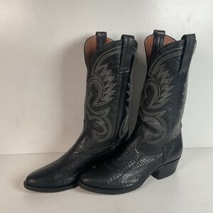 Vintage Siete Leguas Cobra Snakeskin Cowboy Boots | Exotic | Black | Men’s 10.5